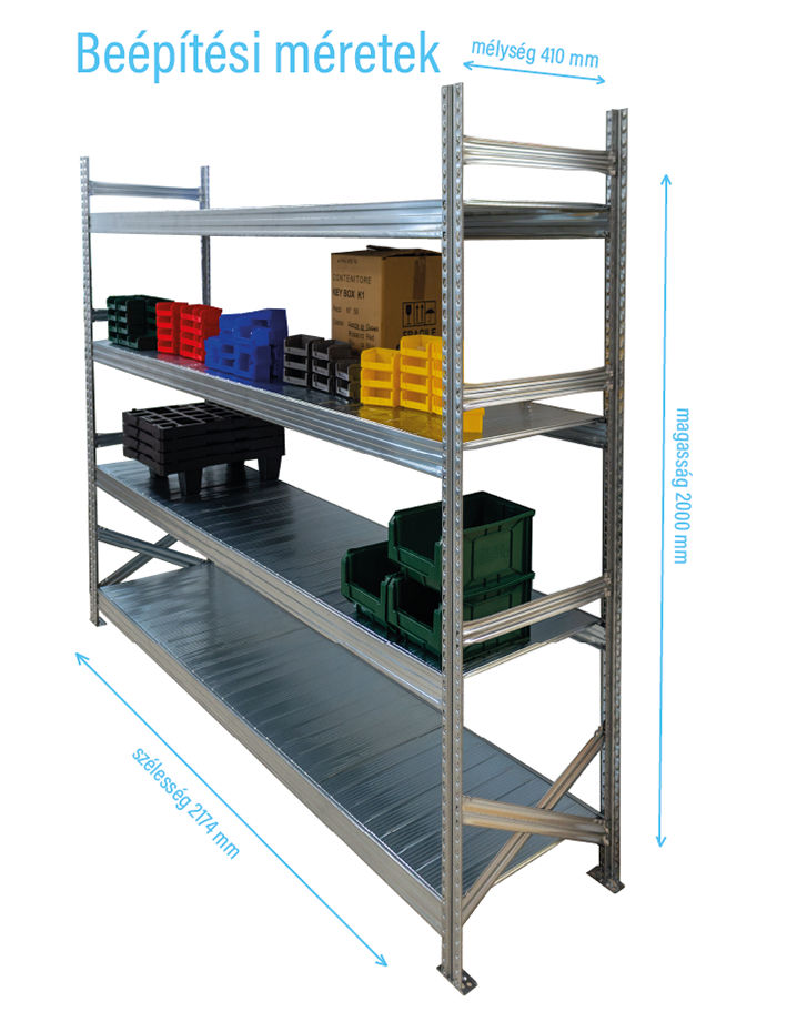Salgó polc UGP S1 2000x2100x400 mm 5 polcos komplett egység