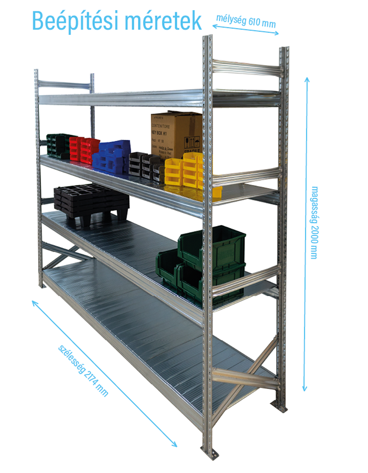 Salgó polc UGP S1 2000x2100x600 mm 5 polcos komplett egység