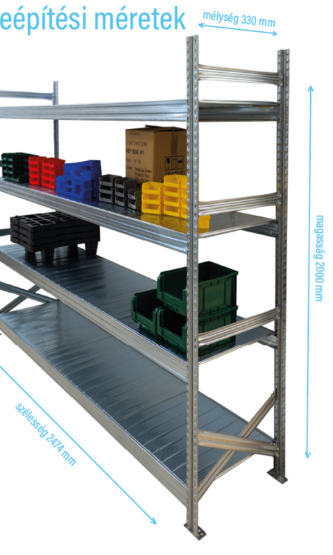 Salgó polc UGP S1 2000x2400x320 mm 5 polcos komplett egység
