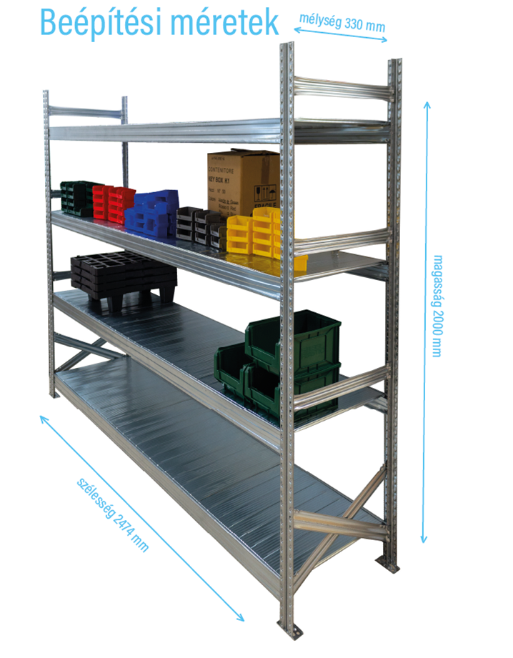 Salgó polc UGP S1 2000x2400x320 mm 5 polcos komplett egység