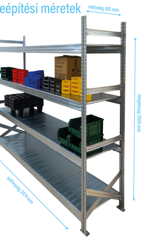 Salgó polc UGP S1 2000x2400x800 mm 5 polcos komplett egység