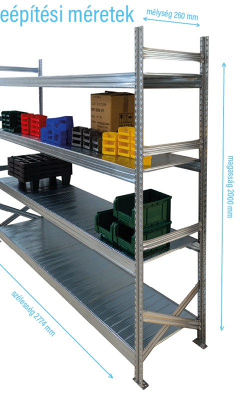 Salgó polc UGP S1 2000x2700x250 mm 5 polcos komplett egység