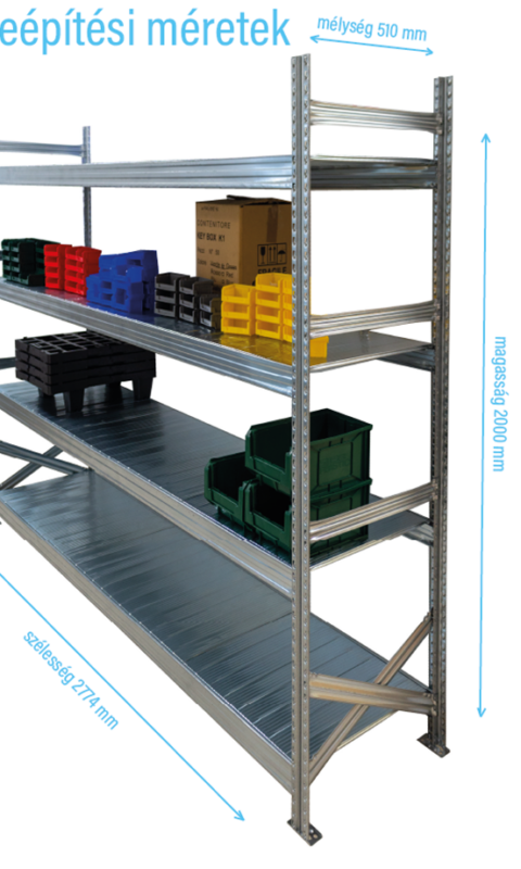 Salgó polc UGP S1 2000x2700x500 mm 5 polcos komplett egység