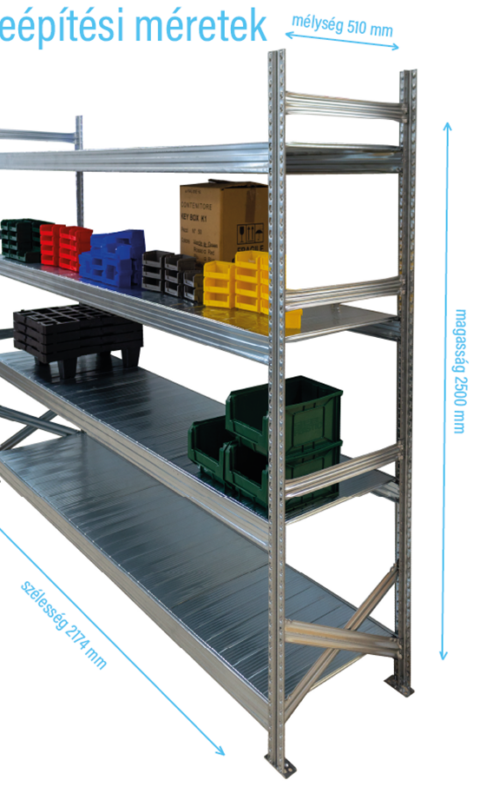 Salgó polc UGP S1 2500x2100x500 mm 6 polcos komplett egység