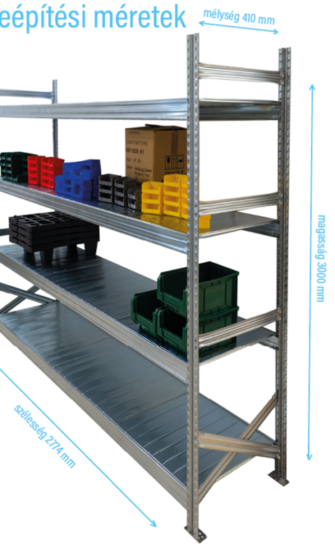 Salgó polc UGP S1 3000x2700x400 mm 7 polcos komplett egység