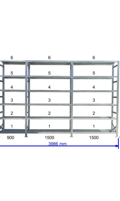 UGP S1 salgó polc sor 4 m hosszra  1576x2x1500+1x900x250 mm 6 db polcszint