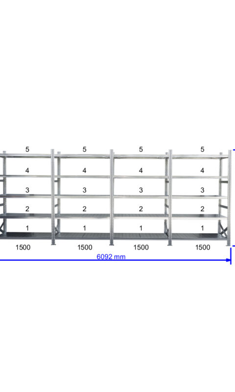 UGP S1 salgó polc sor 6 m hosszra  1576x4x1500x320 mm 5 db polcszint