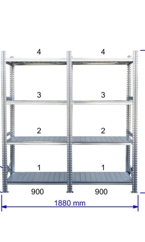 UGP S1 salgó polc sor 2 m hosszra  1576x2x900x500 mm 4 db polcszint