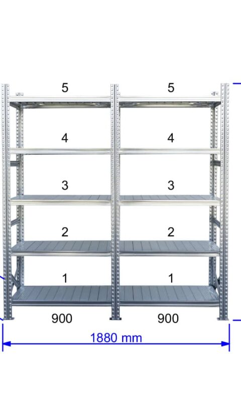 UGP S1 salgó polc sor 2 m hosszra  1576x2x900x500 mm 5 db polcszint