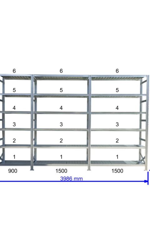 UGP S1 salgó polc sor 4 m hosszra  1576x2x1500+1x900x600 mm 6 db polcszint