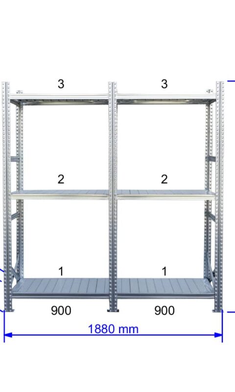 UGP S1 salgó polc sor 2 m hosszra  1576x2x900x700 mm 3 db polcszint