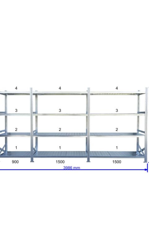 UGP S1 salgó polc sor 4 m hosszra  1576x2x1500+1x900x700 mm 4 db polcszint
