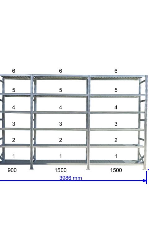 UGP S1 salgó polc sor 4 m hosszra  1576x2x1500+1x900x700 mm 6 db polcszint