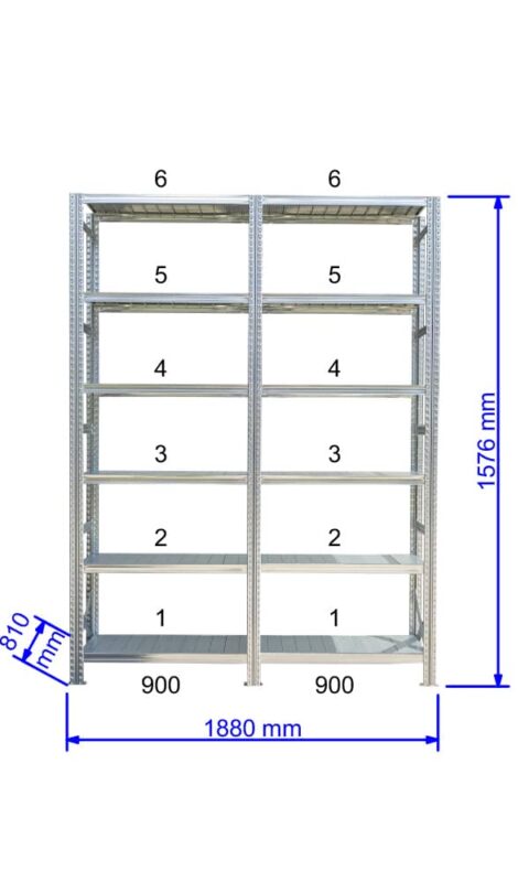 UGP S1 salgó polc sor 2 m hosszra  1576x2x900x800 mm 6 db polcszint