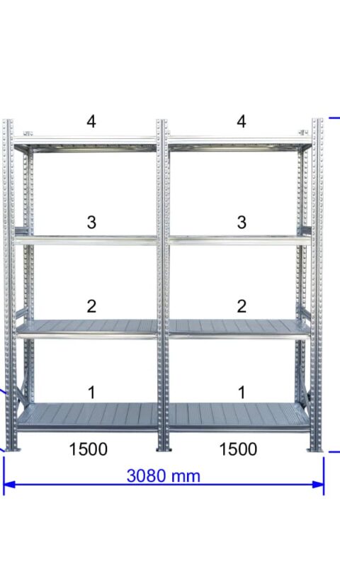 UGP S1 salgó polc sor 3 m hosszra  1576x2x1500x800 mm 4 db polcszint
