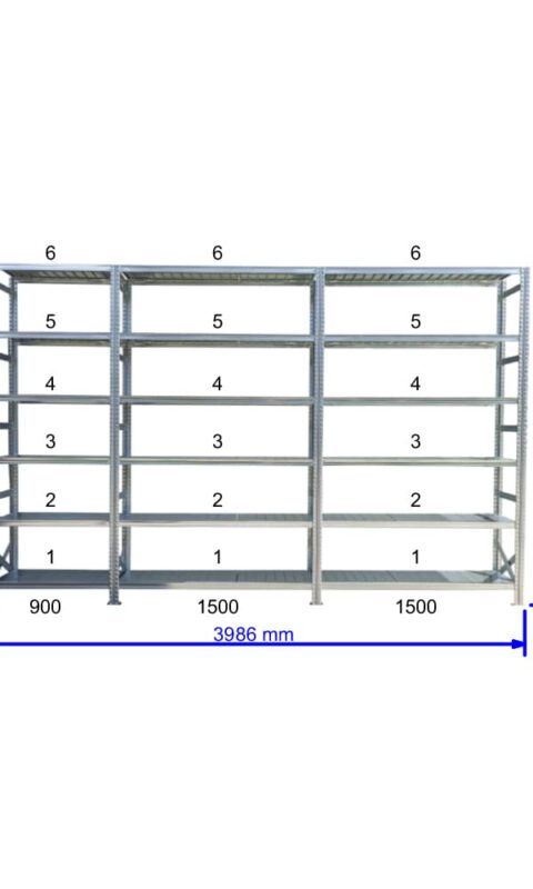 UGP S1 salgó polc sor 4 m hosszra  1576x2x1500+1x900x800 mm 6 db polcszint