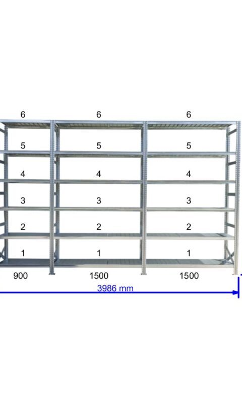 UGP S1 salgó polc sor 4 m hosszra  2000x2x1500+1x900x250 mm 6 db polcszint