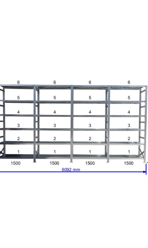 UGP S1 salgó polc sor 6 m hosszra  2000x4x1500x320 mm 6 db polcszint