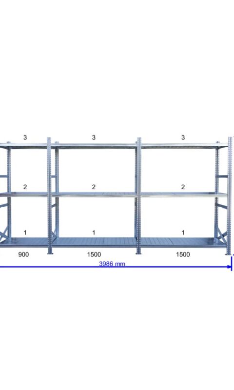 UGP S1 salgó polc sor 4 m hosszra  2000x2x1500+1x900x500 mm 3 db polcszint