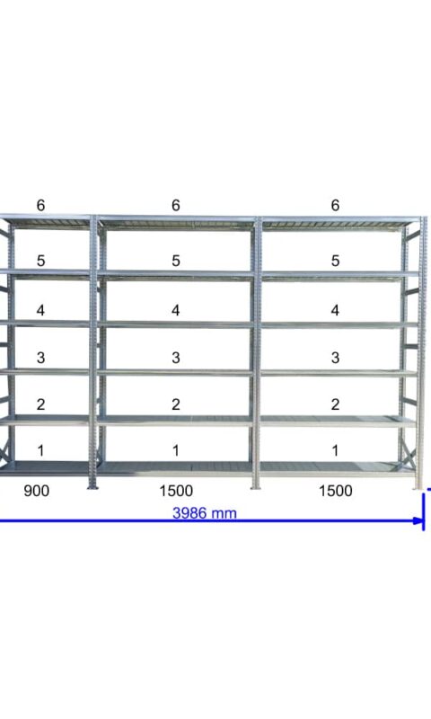 UGP S1 salgó polc sor 4 m hosszra  2000x2x1500+1x900x500 mm 6 db polcszint