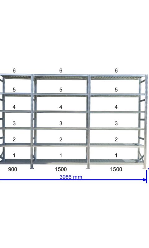 UGP S1 salgó polc sor 4 m hosszra  2000x2x1500+1x900x600 mm 6 db polcszint