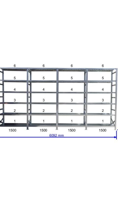 UGP S1 salgó polc sor 6 m hosszra  2000x4x1500x600 mm 6 db polcszint