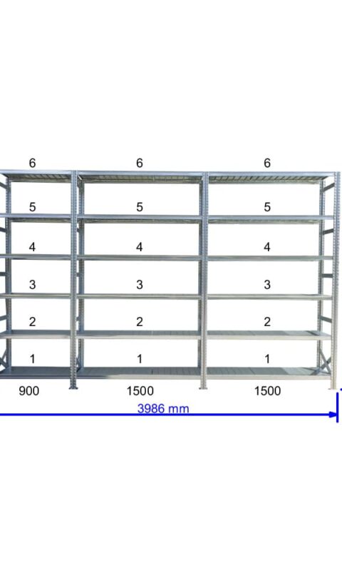 UGP S1 salgó polc sor 4 m hosszra  2000x2x1500+1x900x700 mm 6 db polcszint