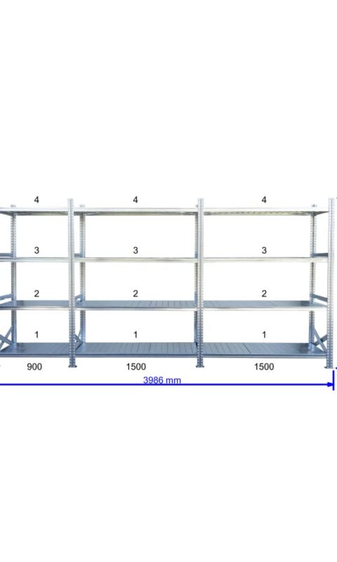 UGP S1 salgó polc sor 4 m hosszra  2000x2x1500+1x900x800 mm 4 db polcszint