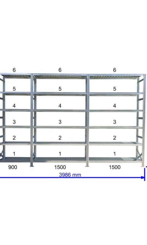 UGP S1 salgó polc sor 4 m hosszra  2000x2x1500+1x900x800 mm 6 db polcszint