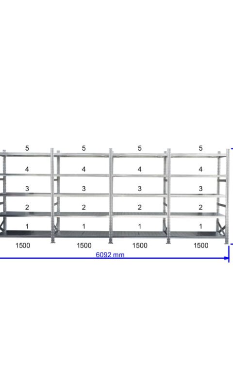 UGP S1 salgó polc sor 6 m hosszra  2000x4x1500x800 mm 5 db polcszint