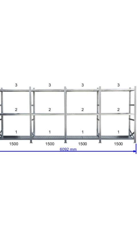 UGP S1 salgó polc sor 6 m hosszra  2500x4x1500x320 mm 3 db polcszint