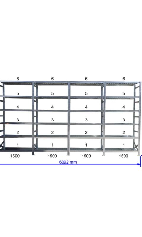 UGP S1 salgó polc sor 6 m hosszra  2500x4x1500x320 mm 6 db polcszint