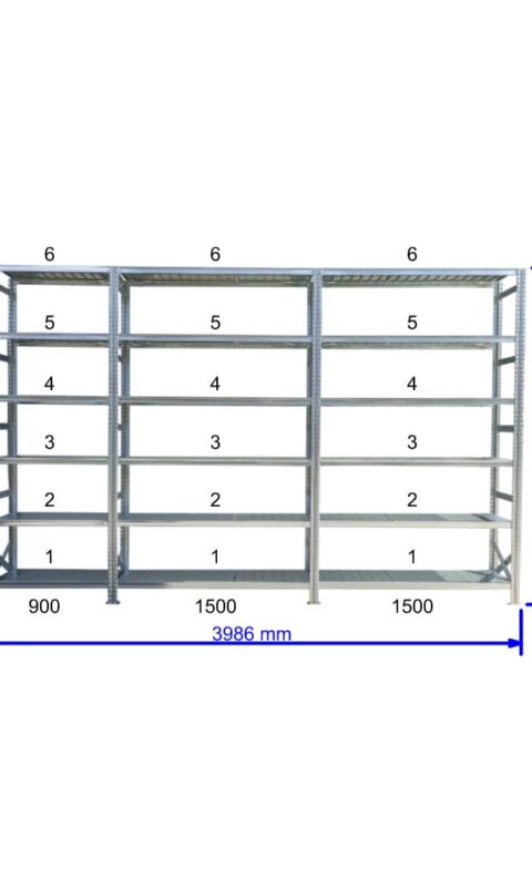 UGP S1 salgó polc sor 4 m hosszra  2500x2x1500+1x900x400 mm 6 db polcszint