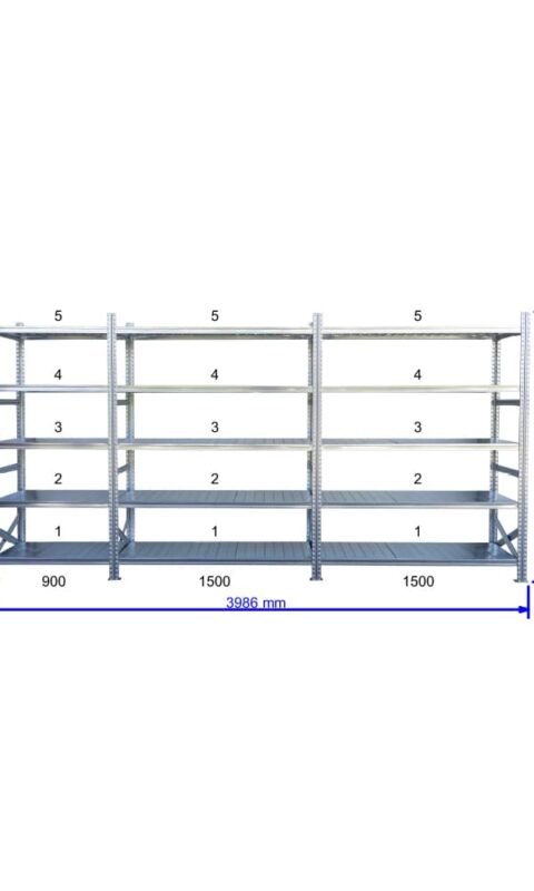 UGP S1 salgó polc sor 4 m hosszra  2500x2x1500+1x900x800 mm 5 db polcszint