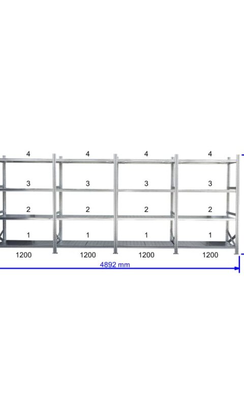 UGP S1 salgó polc sor 5 m hosszra  2500x4x1200x800 mm 4 db polcszint