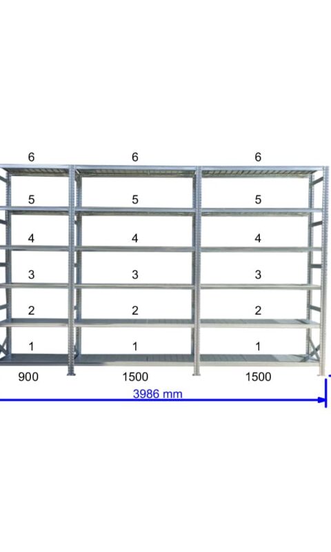 UGP S1 salgó polc sor 4 m hosszra  3000x2x1500+1x900x250 mm 6 db polcszint