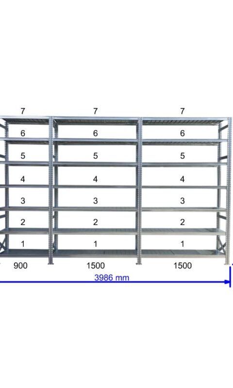 UGP S1 salgó polc sor 4 m hosszra  3000x2x1500+1x900x250 mm 7 db polcszint