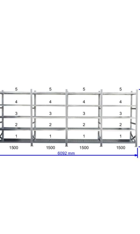 UGP S1 salgó polc sor 6 m hosszra  3000x4x1500x250 mm 5 db polcszint