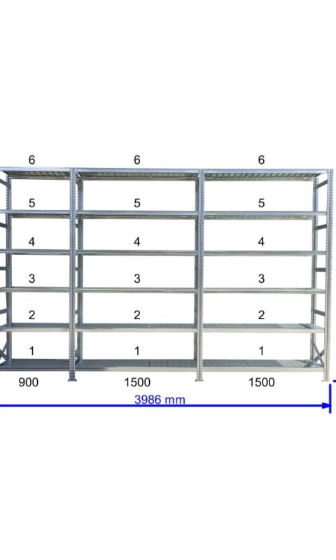 UGP S1 salgó polc sor 4 m hosszra  3000x2x1500+1x900x400 mm 6 db polcszint