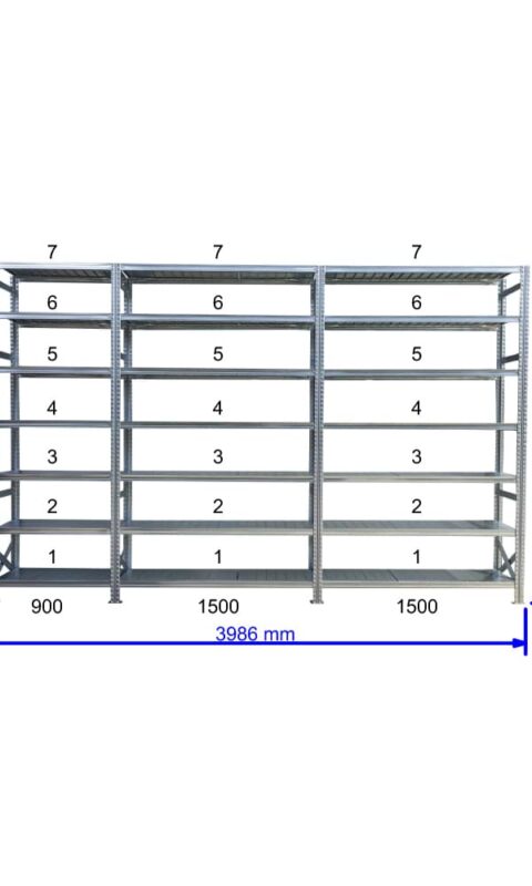 UGP S1 salgó polc sor 4 m hosszra  3000x2x1500+1x900x400 mm 7 db polcszint