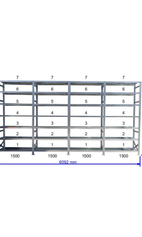 UGP S1 salgó polc sor 6 m hosszra  3000x4x1500x400 mm 7 db polcszint