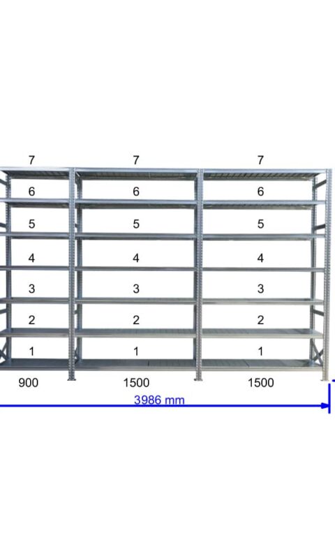 UGP S1 salgó polc sor 4 m hosszra  3000x2x1500+1x900x600 mm 7 db polcszint