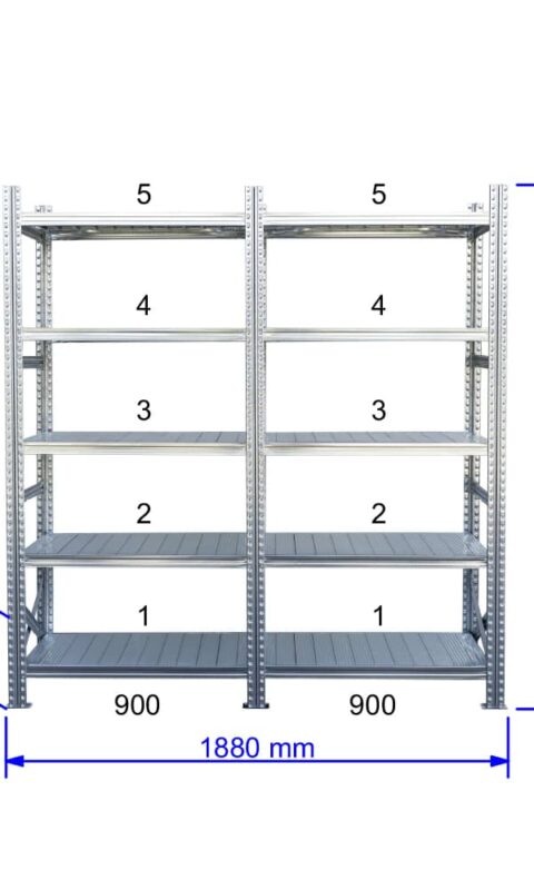 UGP S1 salgó polc sor 2 m hosszra  3000x2x900x700 mm 5 db polcszint