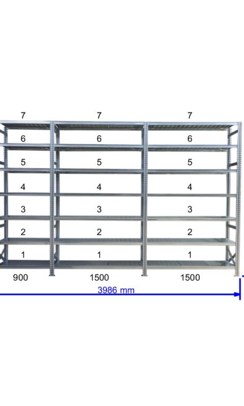 UGP S1 salgó polc sor 4 m hosszra  3000x2x1500+1x900x700 mm 7 db polcszint