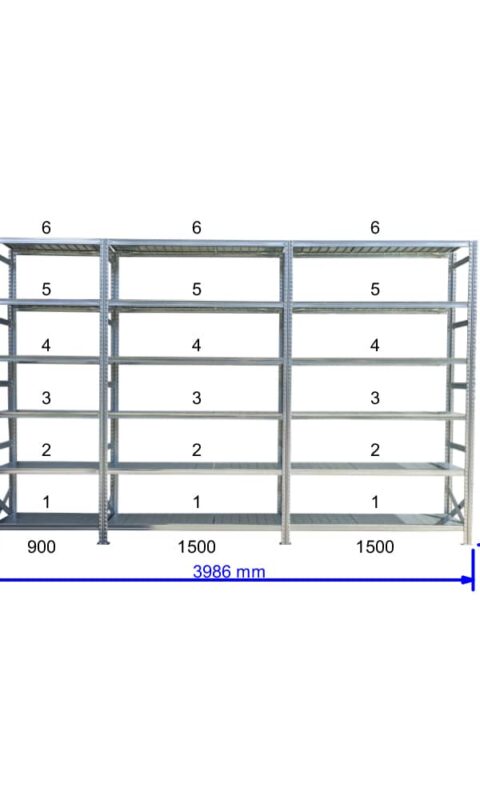 UGP S1 salgó polc sor 4 m hosszra  3000x2x1500+1x900x800 mm 6 db polcszint