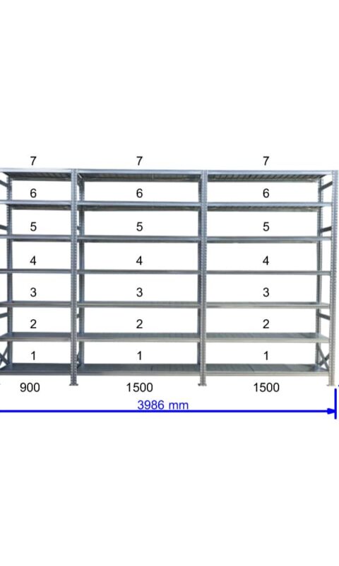 UGP S1 salgó polc sor 4 m hosszra  3000x2x1500+1x900x800 mm 7 db polcszint