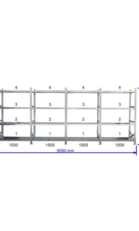 UGP S1 salgó polc sor 6 m hosszra  3000x4x1500x800 mm 4 db polcszint